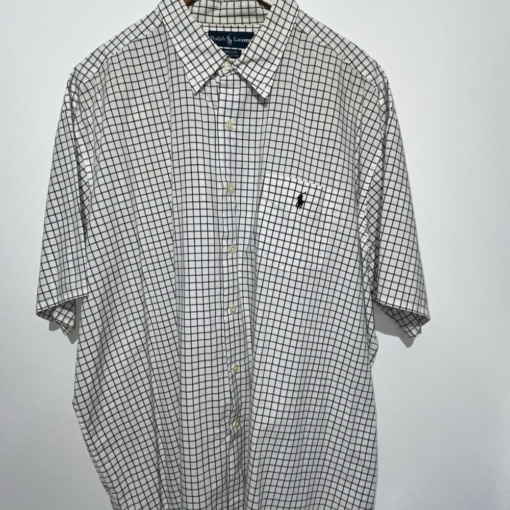 Polo Ralph Lauren Men's White Navy Blue Check Greggor Button-Down Shirt Size 2XL